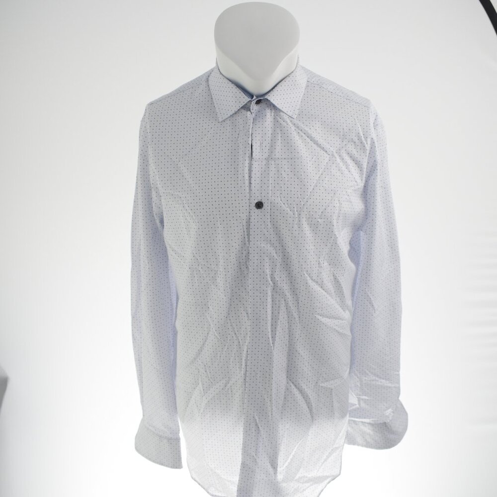 Work Rest Karma White w/ Blue micro dots Dress Shirt - Size 16 1/2